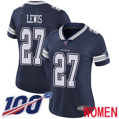 Women Dallas Cowboys Limited Navy Blue Jourdan Lewis Home 27 100th Season Vapor Untouchable NFL Jersey